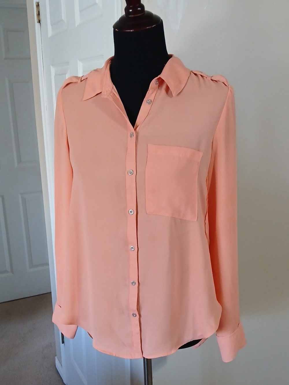Dynamite Peach Button-Down Blouse